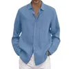 Men's Casual Shirts Men Cotton Linen Shirt Spring Summer Oversized Long Sleeve Breathable Solid Color Turn Down Collar Business Blouses Male 240416