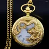 Pocket Watches Antique Exquisite Flying Dragon Embossed Quartz Watch Men's Necklace Pendant Clock Women's Jewelry Accessories Gift