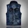 Mäns västar gilet denim väst rippade jean 6xl jacka rockar maistcoat män ärmlösa manliga tankmän