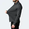 Camicie da uomo Abito da uomo Plus size Elasticità ad alta elasticità camicia spandex senza soluzione di continuità uomini a manica lunga slim fit casual colore solido sociale formale 50-110 kg