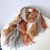 Sjalar randig linne platt tofs halsduk för kvinnors foulard sommarresor långärmad elegant huvudduk för kvinnor 60 * 200cml2404