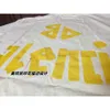 Edição de roupas de alta qualidade Edição Paris Padrão de papel impressão fluorescente amarelo queimado masculino de camiseta feminina manga curta