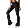 Damesbroeken Flare Leggings for Women High Tailed Tummy Control workout Slit Hem Gym Yoga