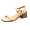 Sandalias Taoffen Casual Women's Street Style One Word Beld Summer Concise Square Heel Femenino abierta con correa de hebilla