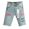 lila jeans män shorts män jeans knä jeans fem poäng shorts casual byxor designer byxor klaff jeans män