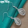 Charme des boucles d'oreilles en peluche 925 argent sterling pour femmes bijoux de mariage bijoux rétro sculpture des gouttelettes à eau gifle de Noël