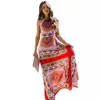 Summer Retro Exotic Style Printed Dress Bohemian Halter Beach For Women