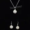 AB Clear Disco Ball Pendant Boucles d'oreilles et collier de tons argentés ensemble de bijoux en cristal 10 ensembles entièrement 338T