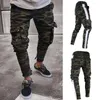 Calças masculinas Camuflagem magra Stretch 2024 Plazed Slim Fit Jeans Summer Troushers Impresso Multi-Bocket Fashion Pantalones