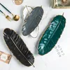 Creative Luxury Feather Storage Tray Ceramic Fruit Cake Dessert Tableware Dish Organizer Jewelry Decorative Serving Tray Set