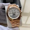 U1 najwyższej klasy AAA wielofunkcyjny Watch Kalendarz Tydzień Księżyca Wyświetlacz Faza 44 mm Automatyczny ruch mechaniczny Pasek ze stali nierdzewnej Przezroczyste zegarek