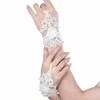 elegant Beaded Lace Short Bridal Gloves Fingerl Wedding Gloves White Ivory Wedding Accories Veu De Noiva for Women N4U6#