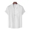 Men's Casual Shirts Parklees Mens White Cuban Collar Summer New Short Sleeve Camp Guayabera Button Down Quick Dry Basic 240416