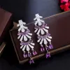 Canno vintage Long Designer Purple Earrings for Woman Party AAA Zirconia cubica Diamond Diamond Silver Luxuria Everogeni da sposa Orecchini da sposa Gioielli Regalo San Valentino