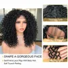 Kısa bob peruk dantel ön peruk kadınlar için afro kinky kıvırcık peruklar ombre kahverengi sentetik orta doğa saç siyah headgear klips ile 240409