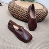 Sapatos casuais CareAyyMade-Genuine Couro redondo de cabeça redonda de cor sólido