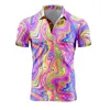 Casual shirts heren heren Retro korte mouw polo 3d full print bloemen t voor mannen zomer extra grote tee shirt tops blusa masculina 24416