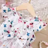 Robes de fille robe d'été pour filles belles imprimés floraux manches volantes en coton volants en tulle princesse pour tout-petits