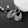 Dangle Earrings Grace 925 Sterling Silver Carved Oval For Women Retro Classic Jewelry Fashion Party Wedding Holiday Gifts