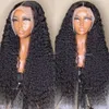 13x4 Loose Deep Wave Braziliaanse menselijke haarpruiken 32 34 inch transparante synthetische krullende kant voorpruik voor zwarte vrouwen