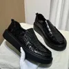 Scarpe casual autentiche crocodili vera pelle di colore nero solido stile business moca