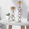 Candle Holders Modern Simple Cylinder Circle Glass Crystal Candlestick Metal Butter Lamp Holder Diamond Ring Iron Candelabra