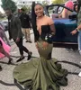 Party Dresses Long Sleeves Olive Green Prom African Black Girls Applique Pageant Holidays Graduation Wear Formal Evening Gowns
