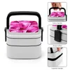 Dinnerware Pink Y2K Money Aesthetic Double Layer Bento Box Portable Lunch For Kids School 80S 90S 00S Glitter