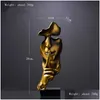 Arts And Crafts Accessories For Home Decoration Silence Is Gold Statue Of Human Face Scpture Abstract African 210827 Drop Delivery Gar Otgxy