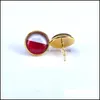 Stud National Flag Earring Duitsland België Verenigd Koninkrijk Polen Servië Servië 14 mm Glas Gem Cabochon Copper Sieraden Drop levering Dhgarden Dhrjm