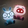 Lampor nyanser Rabbit Led Night Light Pig Bear Night Light Mini Cartoon Animal Table Light Childrens Gifts Bedroom Lysande hemdekoration Q240416