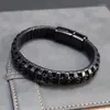 Bracelets de charme 2024 Bracelet Retro Black en cuir noir tissé 8 mm Chaîne en acier inoxydable Ne jamais fondre Gift Boho aux bijoux pour hommes et femmes
