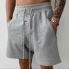 Men Cotton Shorts Fifth Pants Running Squat Fitness GYM Wear Quickdrying Drawstring y2k Zipper Pocket Short clothing 240411