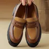Casual Schuhe Frauen echte Leder klobige Fersenplattform Slip-on Moccasins runden Zehen hochwertige weiche bequeme weibliche Sladtern