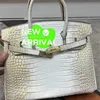 Designer Himalaya Crocodile Handtas Tas Tas Tassen Witte huid Platinum Tas 30cm Echte lederen dames handtas enkele schoudertas Crossbody tas Lichte luxe tas wn-yq41