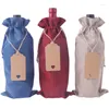 Storage Bags Amazon Selling 10pcs Linen Red Wine Bag Set Hanging Brand Bundle Pocket Spot