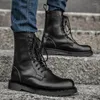 Boots Autumn Winter Classic Leather For Men Brown High Platform Casual Large Size 48 Botas De Cuero Genuino