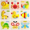 Kids Cartoon 3D Animal Wooden Puzzles 15*15cm Baby Infants Colorful Wood Jigsaw Intelligence Toys Educational Toy LL