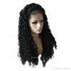 150% Densidad Long Long Wig Wig Synthetic Ladies Black 360 Cosplay resistente al calor delantero