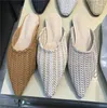 Casual Shoes 2024 Baotou Pointed Mules Soft Rattan Grass Weave Retro Outer Wear Summer Women's Sandals All-Match Flat Bottom Half SL