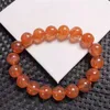 Länkarmband 11mm naturligt orange jordgubbkvartarmband för kvinnor män läker gåva kristallpärlor sten ädelstensträngar smycken 1 st