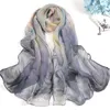 Shawls Long shawl wrapped womens beach sun protection headscarf bandana headscarf flower printed silk scarf chiffon Kerchief neck scarf 50x160cmL2404