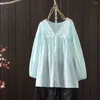 Blouses pour femmes esthétique 2024 Bohemian V Col Neck à manches longues Coton Shirts Top Boho Vêtements