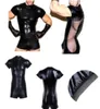 Men's G-strings WetLook Latex Catsuit Leather Manuits Mumpsuts