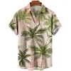 Mäns avslappnade skjortor Summer Seaside Tops för män Kvinnor med växtpalmträd mönster tryck design kort ärm mode skjorta knapp upp