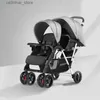 Strollers# Luxury Double Stroller Folding Portable Twin Baby Stroller Lying and Seating Shock Absorption Newborn Double Seat Strollers L416