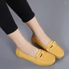 Zapatos casuales de cuero genuino Slip on Women Flats Mocasins Mocasines para mujeres Primavera Autumn Mother Shoe Big Size G76