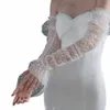 WG053 Elegant Wedding Bridal White LG Sleelet Dots Softs Dots Tulle Brides Brides Bridesmaid Gants Women Prom Perman Gloves G96D #