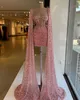 Fabulous Sequins Sheath Evening Dresses Elegant with Cape Illusion Bodice Prom Dress Pleats Beaded Formal Dresses for Women