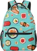 Backpack Many Sushi Food Print Laptop Bag Cute Lightweight Casual Daypack For Men Women